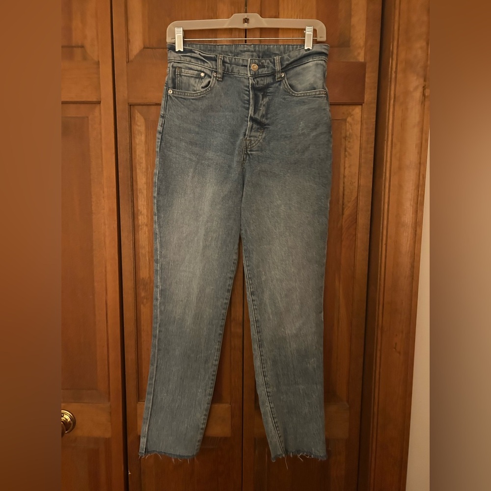 H&M Women’s Sz 4 &Denim Cotton Blend Blue 90s Inspired High Waist Mom Jeans